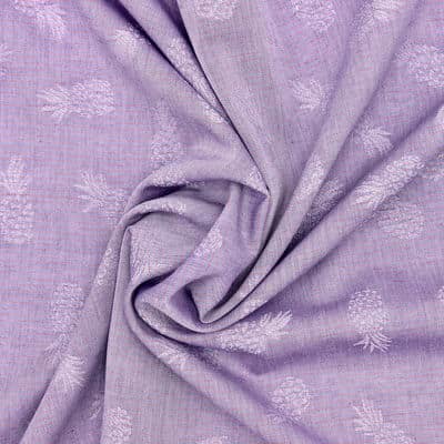 Jacquard fabric with pineapples - purple 