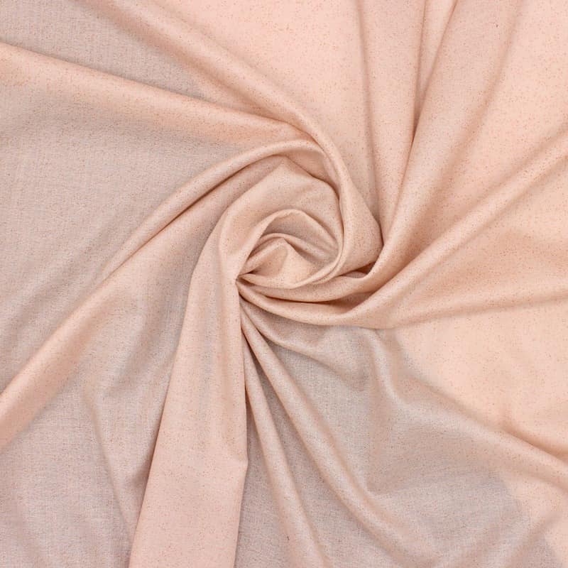 Tissu coton paillettes cuivrées - rose