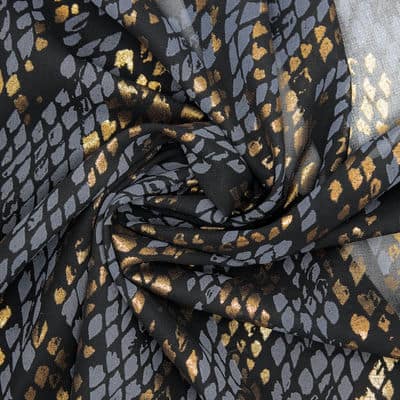Veil with animal print - black, grey and gold
