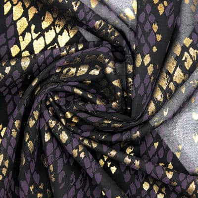 Veil with animal print - black, purple and gold