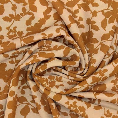 Light crêpe fabric with flowers - rust