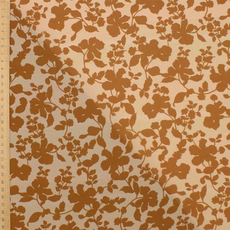 Light crêpe fabric with flowers - rust