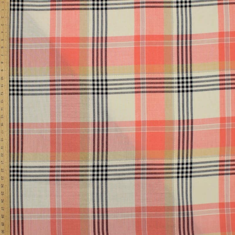 Checkered fabric in cotton and viscose - multicolored