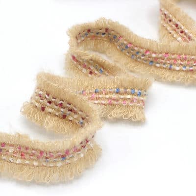 Fantasy ribbon with aspect of wool - beige
