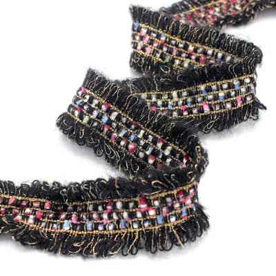 Fantasy ribbon with aspect of wool - black