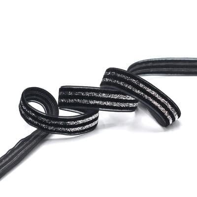 Striped braid trim - black and silver