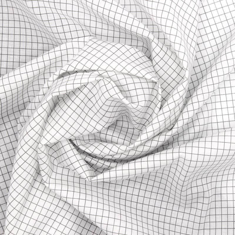 Checkered fabric 100% cotton - white 