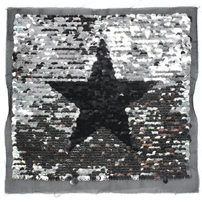 Sew-on star / lightning with glitters - black and silver