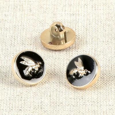 Lacquered button with bee - black