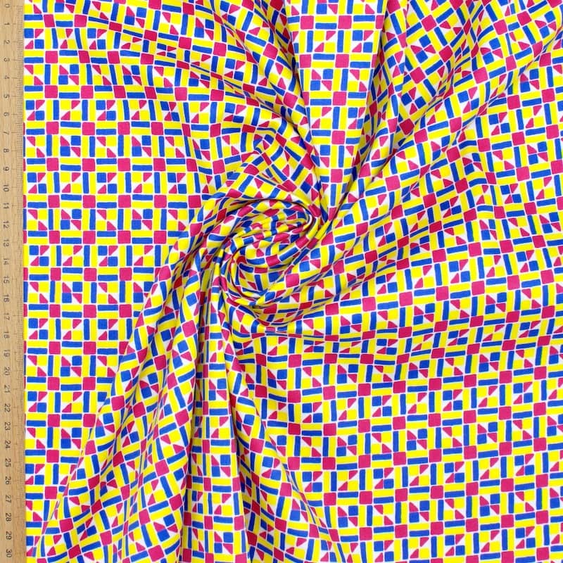 Tissu satin coton graphique - multicolore 