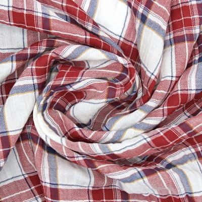 Checkered cotton fabric - red en white 