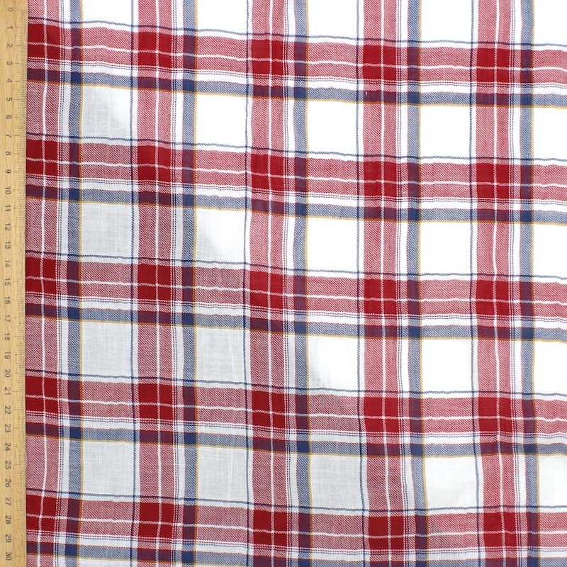 Checkered cotton fabric - red en white 