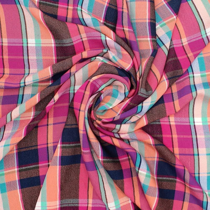 Checkered viscose fabric - multicolored