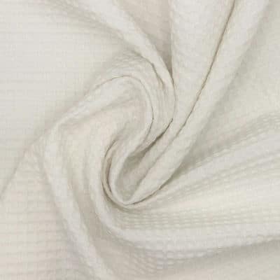 Piqué cotton with embossed honeycomb - off-white 