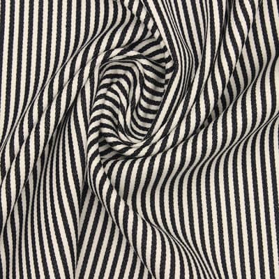 Striped cotton cloth - black and off-white 