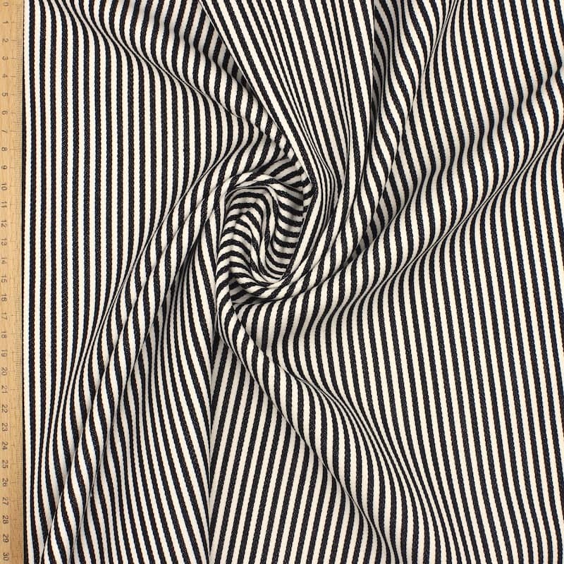 Striped cotton cloth - black and off-white 