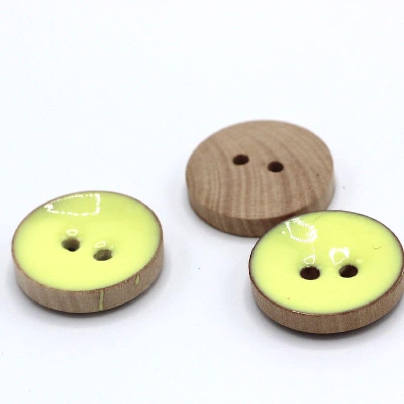 Geverft houten knoop 15mm geel