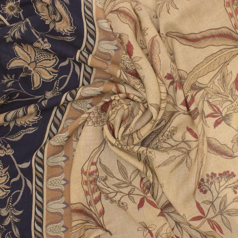 Viscose fabric with patterns - beige 