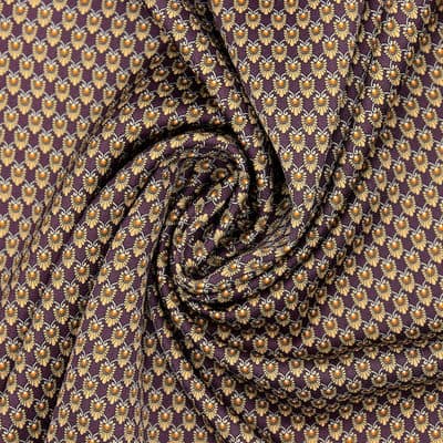 Tissu polyester petits motifs - bordeaux