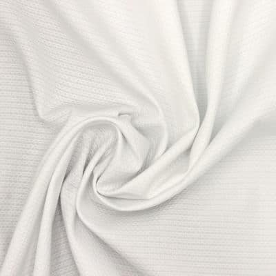Extensible piqué cotton fabric - white 