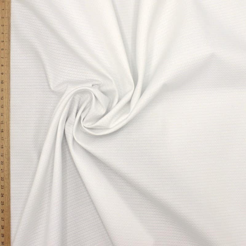 Extensible piqué cotton fabric - white 