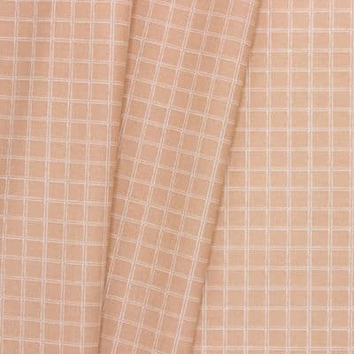Tissu coton enduit carreaux - rose