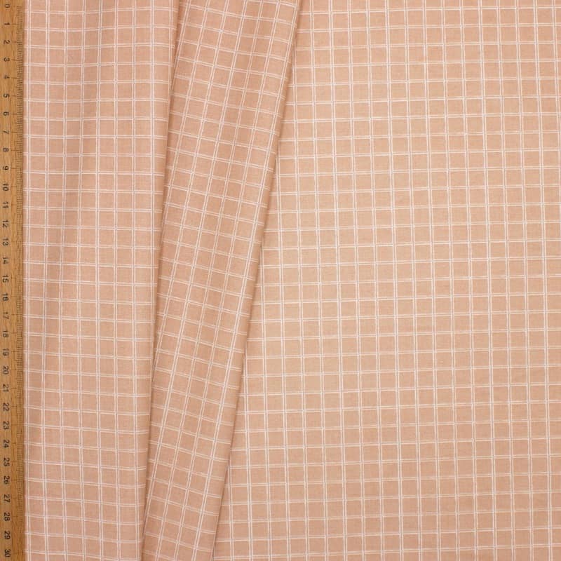 Checkered coated cotton fabric - pink
