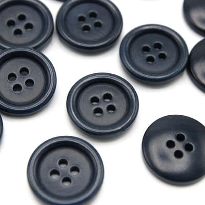 Round marbled button - navy blue