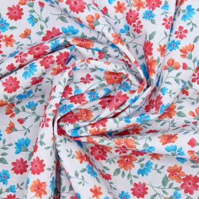 Cotton fabric with flowers - cloudy-grey 