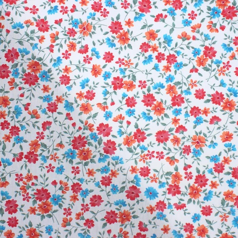 Tissu coton fleurs - nuage