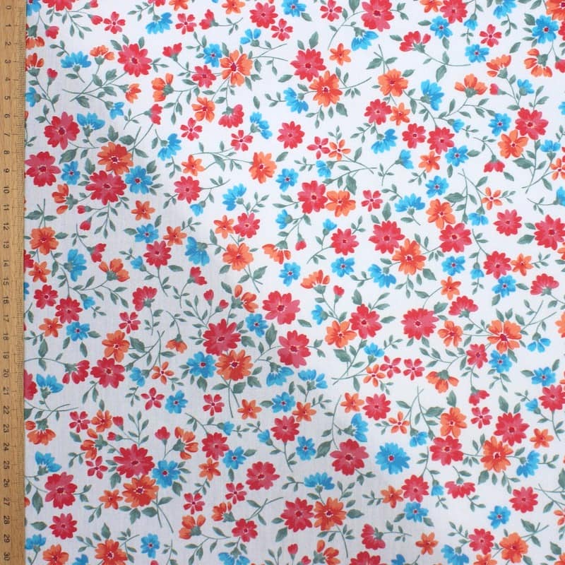Cotton fabric with flowers - cloudy-grey 