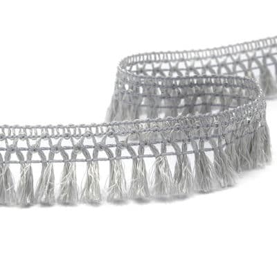 Braid trim with fringes - grey 