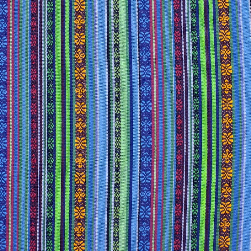 Striped jacquard fabric - green and blue 