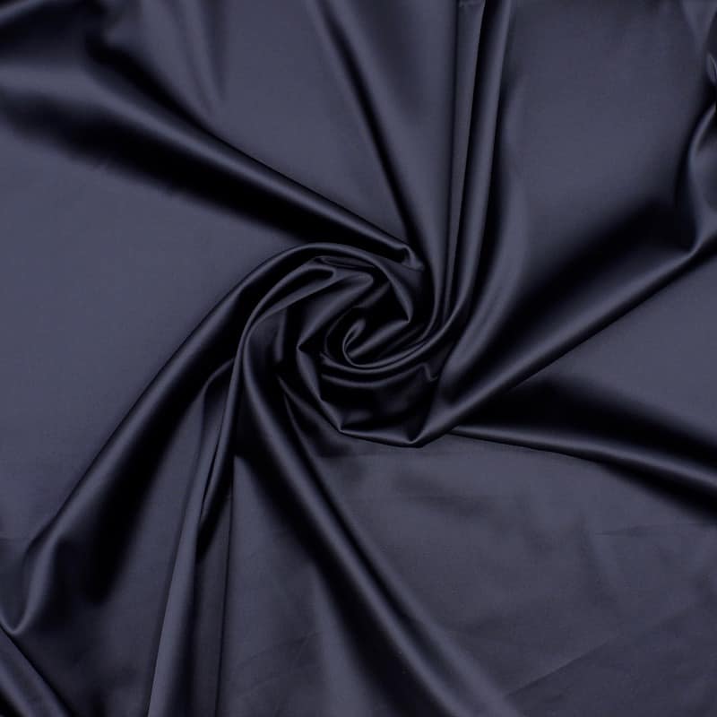Extensible satin fabric - navy blue 