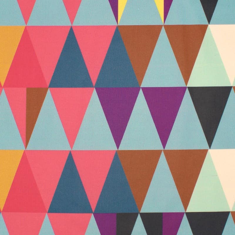 Coated cotton fabric with triangles - multicolored