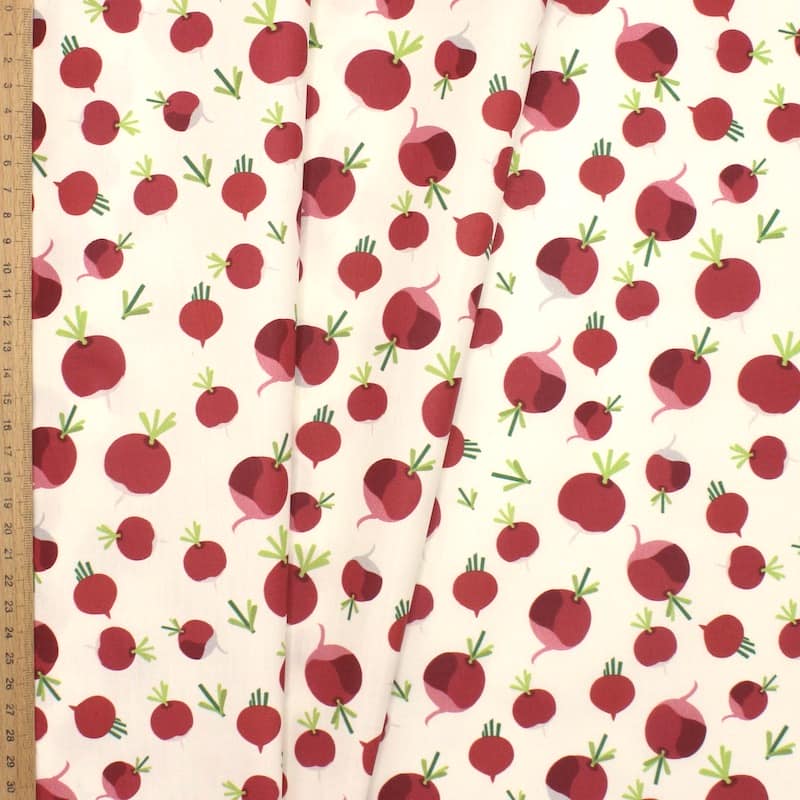 Tissu coton enduit radis - blanc cassé