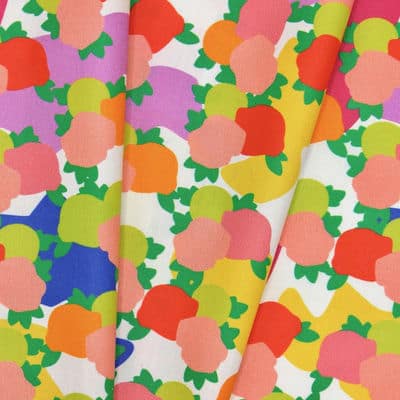 Coated cotton fabric with fruit salad - multicolored