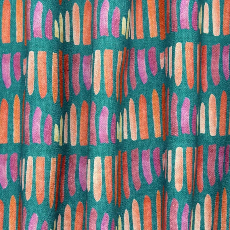 TissuUpholstery cotton fabric with graphic print - teal