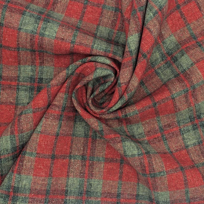 Checkered wool fabric - red 