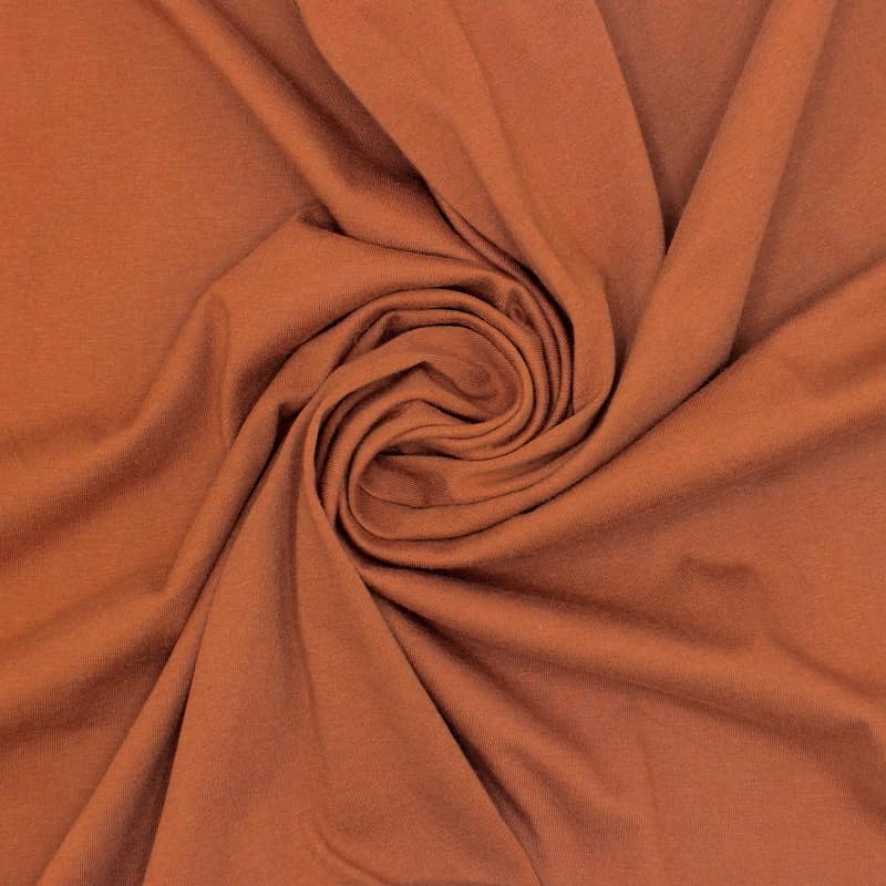 Cotton jersey fabric - plain rust-colored 