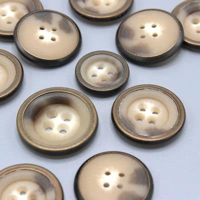 Button in resin and metal - marbled beige 