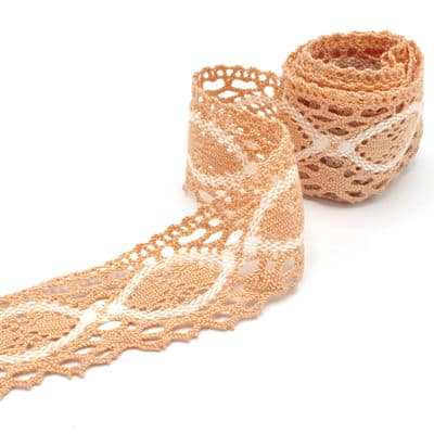 Crocheted lace - salmon-colored