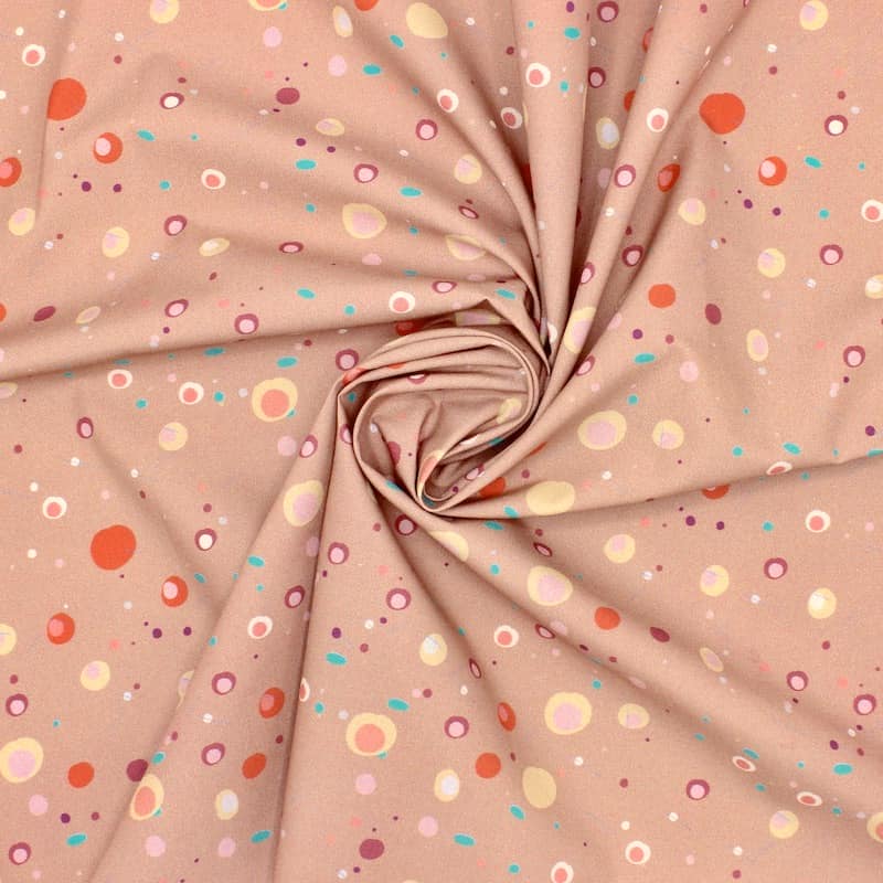 Cotton poplin fabric with small circles - pink tea