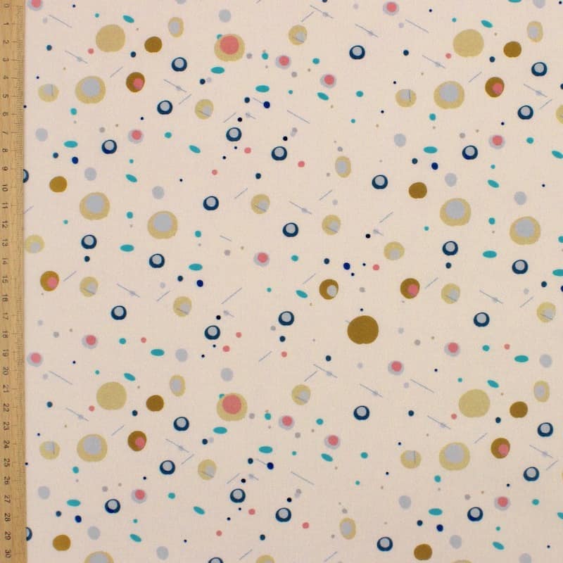 Cotton poplin fabric with small circles - beige 