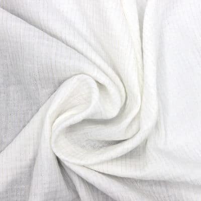 Double gauze fabric with golden thread - white 