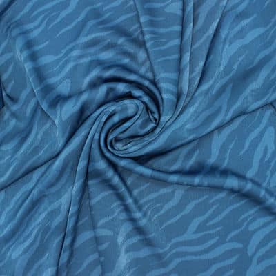 Satin fabric with zebra stripes - blue 
