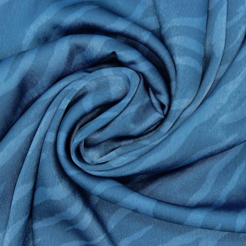 Tissu satin zébré - bleu
