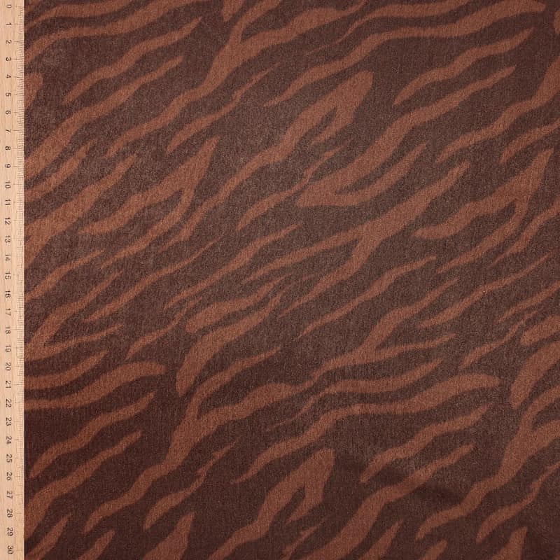 Satin fabric with zebra stripes - rust-colored 