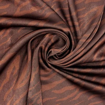 Satin fabric with zebra stripes - rust-colored 