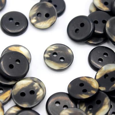 Pearly button - black and beige 